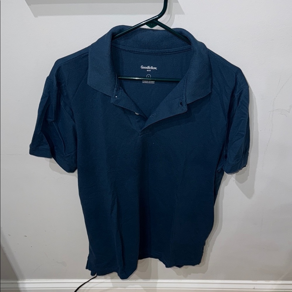 Goodfellow & Co Blue Polo Shirt Classic Short Sleeve